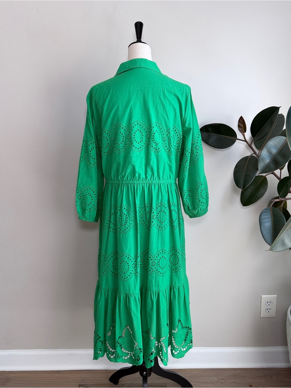 Talbots Eyelet Puff Sleeve Poplin Shirtdress 12 - Picture 8 of 10